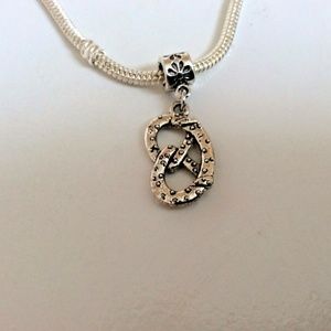 “PRETZEL” Silver Plated Dangling Charm Bead For European Style Charm Bracelets